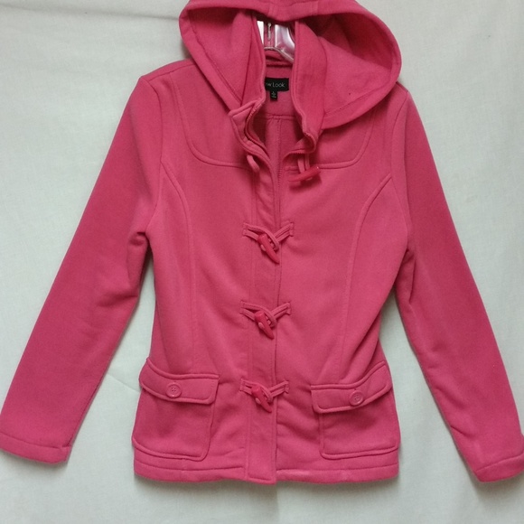 Girls - Pink Hooded Fleece-like Jacket - Large - Picture 5 of 9